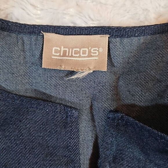 Chicos denim burnout open front jacket topper Size 2 (L/XL based on measurements - Picture 2 of 6